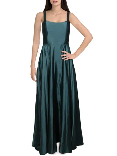 B Darlin Juniors Womens Satin Sleeveless Evening Dress In Blue