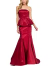 B Darlin Juniors' Peplum Strapless Gown, Created For Macy's In Red