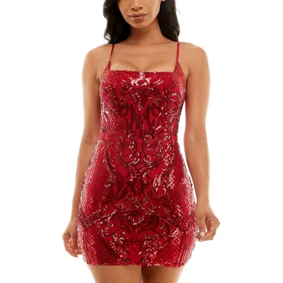 B Darlin Juniors Womens Sequined Mesh Bodycon Dress In Pink