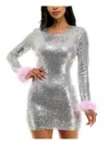 B DARLIN JUNIORS WOMENS SEQUINED POLYESTER BODYCON DRESS