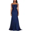 B Darlin Juniors' Square-neck Ruched Strappy Sleeveless Gown, Created For Macy's In Blue