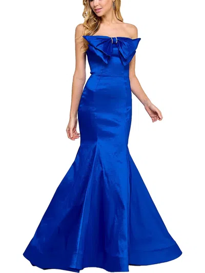 B Darlin Juniors' Bow-trim Strapless Mermaid Gown, Created For Macy's In Royal,crystal