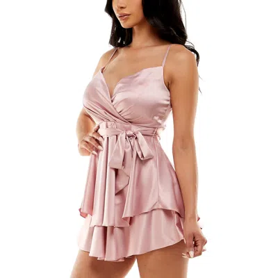B Darlin Juniors Womens Surplice Mini Mini Dress In Multi
