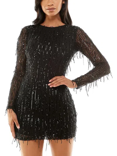 B Darlin Little Black Dress Womens Sequined Mini Cocktail And Party Dress