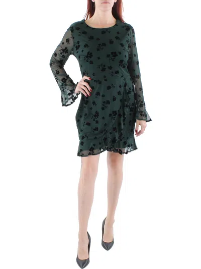 B Darlin Petites Womens Floral Causal Sheath Dress In Green