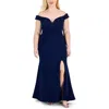 B Darlin Juniors' Off-the-shoulder Lace-up Gown, Created For Macy's In Blue