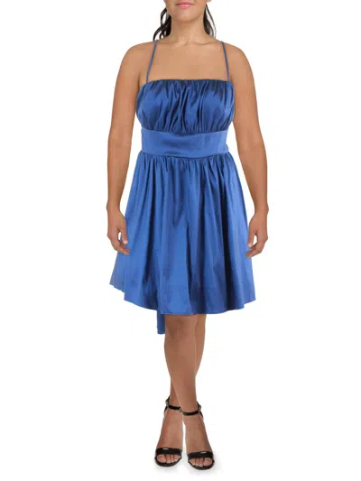 B Darlin Plus Womens Pleated Knee Fit & Flare Dress In Blue