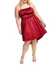 B Darlin Plus Womens Pleated Knee Fit & Flare Dress In Multi