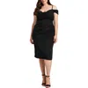 B Darlin Plus Womens Ruched Satin Midi Dress