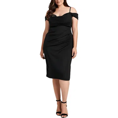 B Darlin Plus Womens Ruched Satin Midi Dress