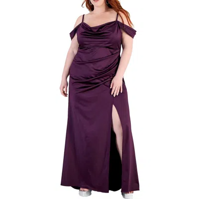 B Darlin Plus Womens Satin Maxi Evening Dress In Pink