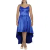 B Darlin Plus Womens Taffeta Hi-low Formal Dress In Blue