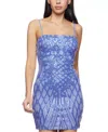 B Darlin Women's Sequined Chiffon-tie Bodycon Dress In Dark Periwinkle