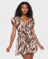 B Darlin Women's Short Sleeve V-neck A-line Dress In Brown