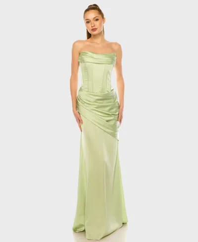 B Darlin Women's Strapless Front Drape Neck Ball Gown In Green