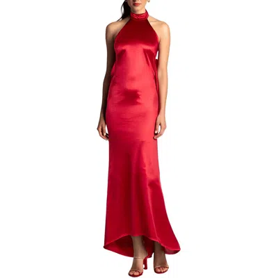 B Darlin Womens Bow Satin Halter Dress In Red