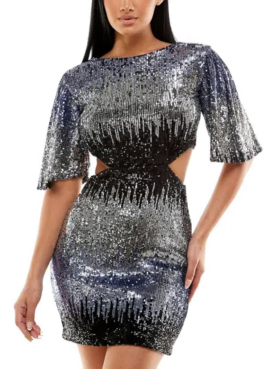 B Darlin Womens Cutout Mini Cocktail And Party Dress In Gray