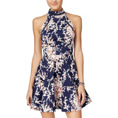 B Darlin Womens Printed Mini Fit & Flare Dress In Multi