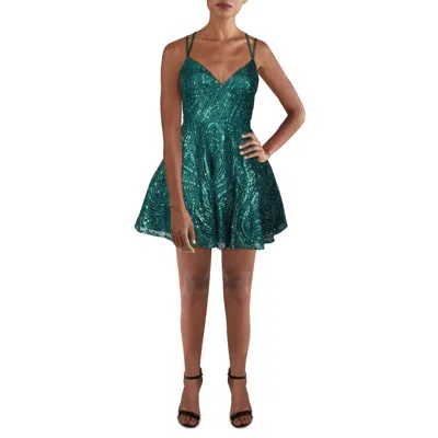 B Darlin Womens Sequined Polyester Babydoll Dress In Gold
