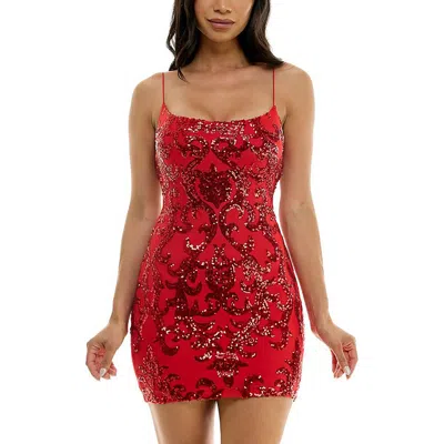 B Darlin Womens Tight Mini Bodycon Dress In Red