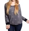 B Flawless Star Print Raglan Top In Grey In Gray