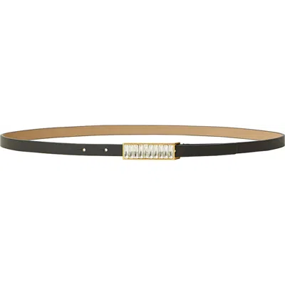 B-low The Belt Ava Crystal Buckle Leather Belt In Black Gold