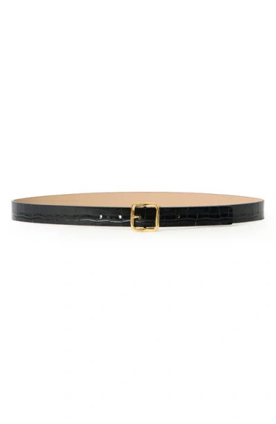 B-low The Belt Ellie Croco Embossed Leathe Belt In Black