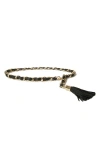 B-low The Belt Gwen Leather & Chain Belt In Black Gold