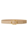 B-low The Belt Oval-buckle Suede Belt In Beige Gold