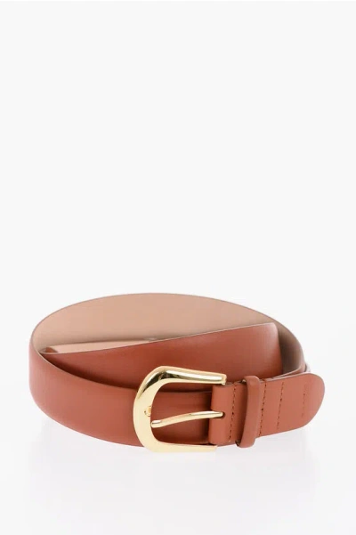 B-low The Belt Leather Kennedy Corset Crossover Double-strap Belt With Gold In Brown