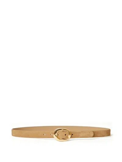 B-low The Belt Oval-buckle Suede Belt In Neutral