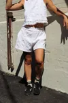 B More Loose Leg Upcycled Shorts In Off-white In Animal Print