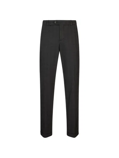 B Settecento Check-pattern Turned-up Trousers In Black