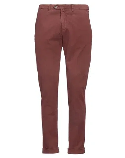 B Settecento Man Pants Brick Size 35 Cotton, Elastane In Red