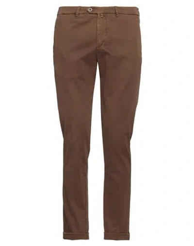 B Settecento Man Pants Brown Size 35 Cotton, Elastane In Yellow