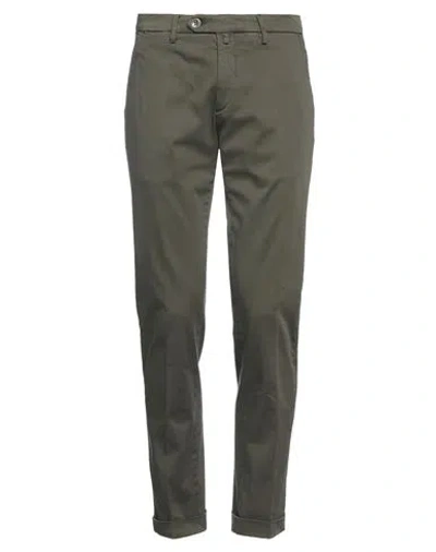 B Settecento Man Pants Military Green Size 34 Cotton, Elastane In Green