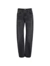 B Sides Buttoned Jeans In Black