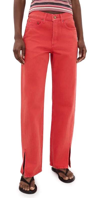 B Sides Charlot Split Hem Jeans Faded Tomato Overdye In Orange