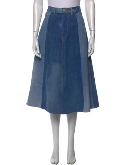 Pre-owned B Sides Colorblock Pattern Midi Length Skirt In Blue