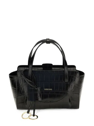 B Sides Croc-effect Leather Shoulder Bag In Black