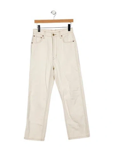 Pre-owned B Sides High-rise Wide Leg Jeans In White