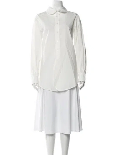 Pre-owned B Sides Long Sleeve Button-up Top In White