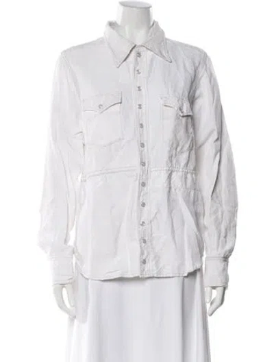 Pre-owned B Sides Long Sleeve Button-up Top In White