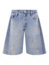 B Sides Paint-splatter Frayed Shorts In Blue