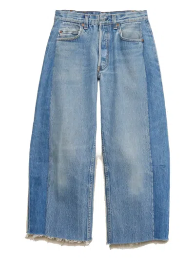 B Sides Panelled Frayed-hem Jeans In Blue