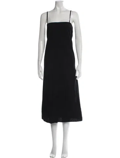 Pre-owned B Sides Square Neckline Midi Length Dress In Black