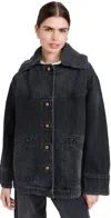 B SIDES STADIUM JACKET STIL BLACK/GREY BLUE SHERPA