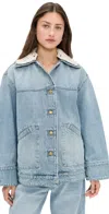 B Sides Stadium Jacket With Crochet Collar Jac Wash In Jac Wash
