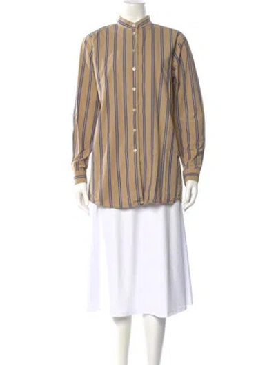 Pre-owned B Sides Striped Long Sleeve Button-up Top In Neutral