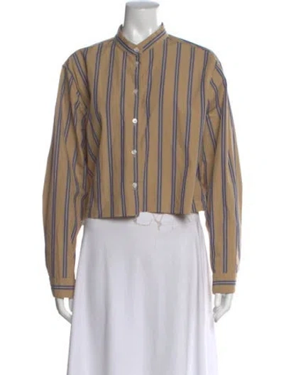 Pre-owned B Sides Striped Long Sleeve Button-up Top In Neutral